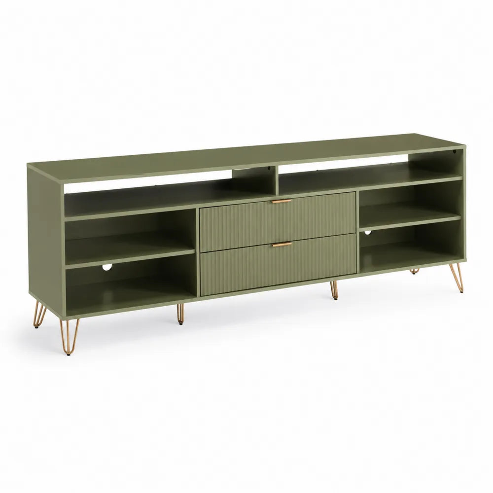 Mobile TV in Legno con Cassetti e Ripiani 180x40x60 cm