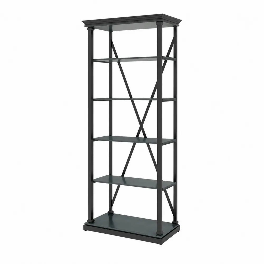 Libreria a 5 Ripiani in Metallo Nero