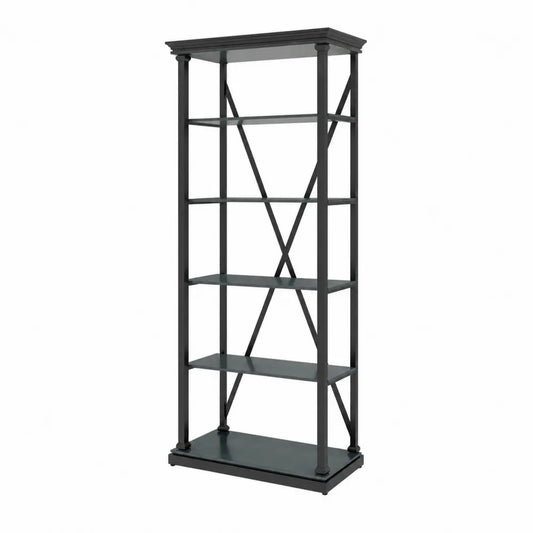 Libreria a 5 Ripiani in Metallo Nero
