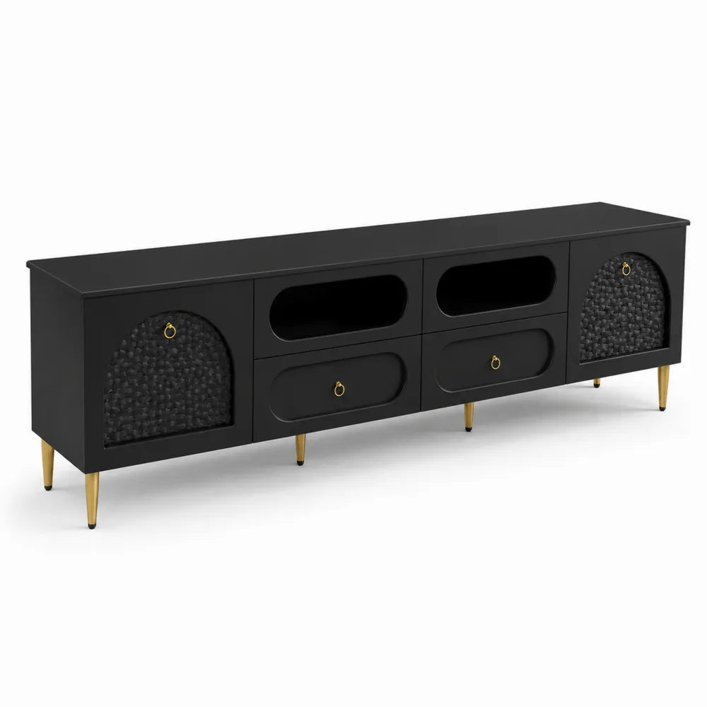 Mobile TV in legno MDF e metallo Nero