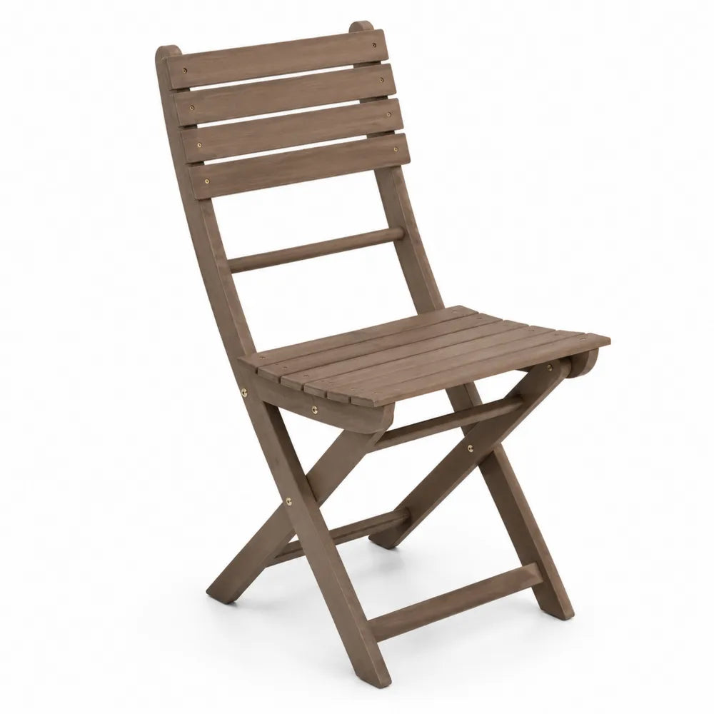 Sedia pieghevole da esterno in legno massello marrone